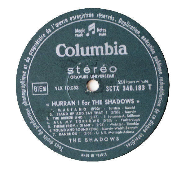 The Shadows : Hurrah! For The Shadows (LP, Comp)