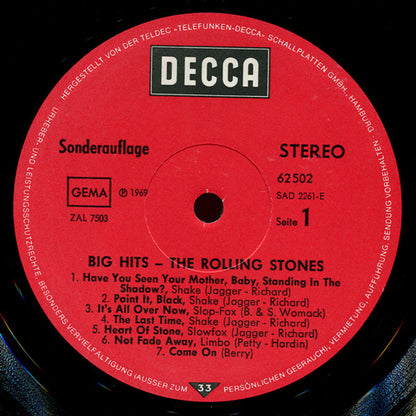 The Rolling Stones : Big Hits (High Tide And Green Grass) (LP, Comp, Club, RE)