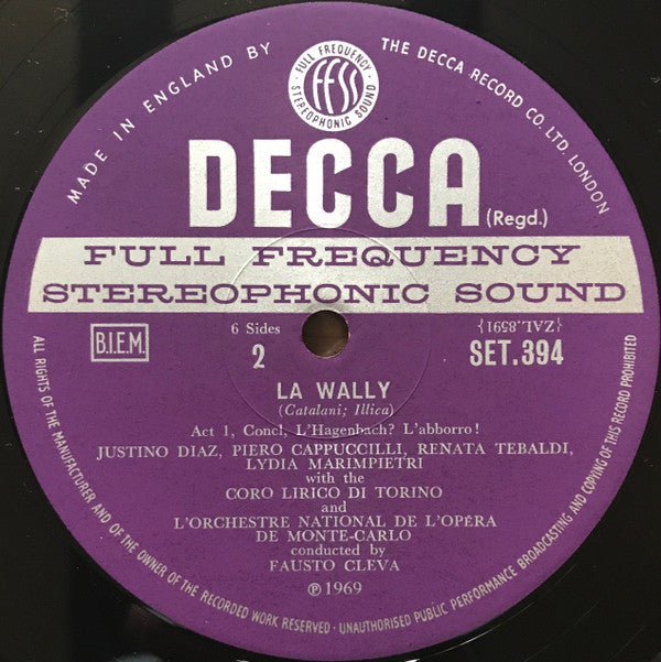 Alfredo Catalani / Renata Tebaldi, Mario del Monaco, Piero Cappuccilli, Justino Diaz - Orchestre National De L'Opéra De Monte-Carlo, Fausto Cleva : La Wally (3xLP + Box)