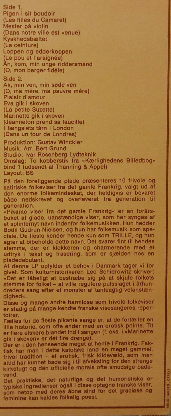 Trille : Pikante Viser Fra Det Gamle Frankrig (LP, RE)