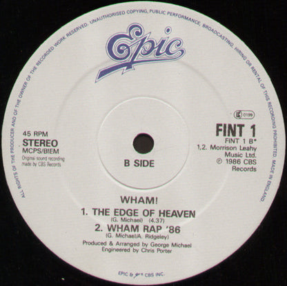 Wham! : The Edge Of Heaven (12", Single)