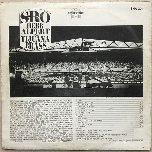 Herb Alpert & The Tijuana Brass : S.R.O. (LP, Album)