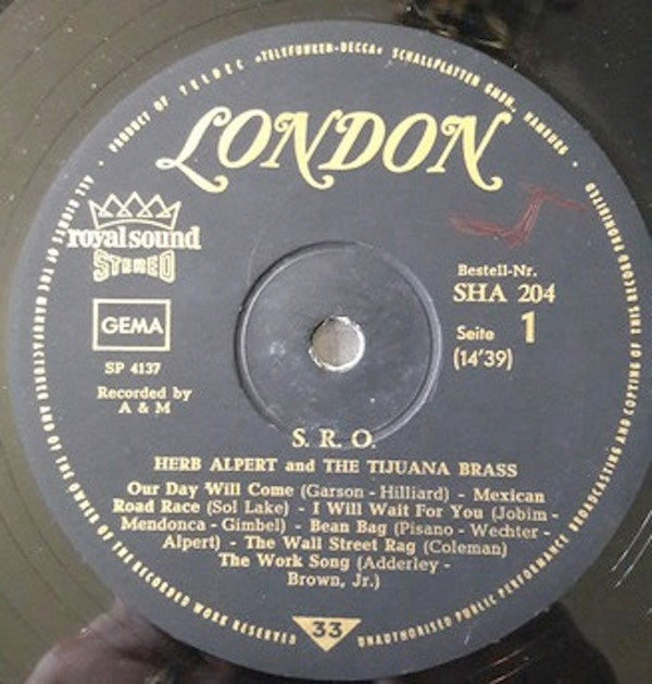 Herb Alpert & The Tijuana Brass : S.R.O. (LP, Album)