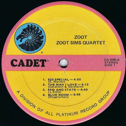 Zoot Sims Quartet : Zoot (LP, Album, RE)