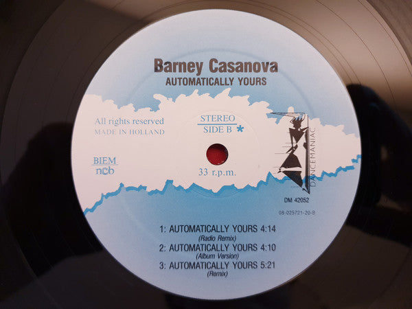 Barney Casanova : Automatically Yours (12", Maxi)