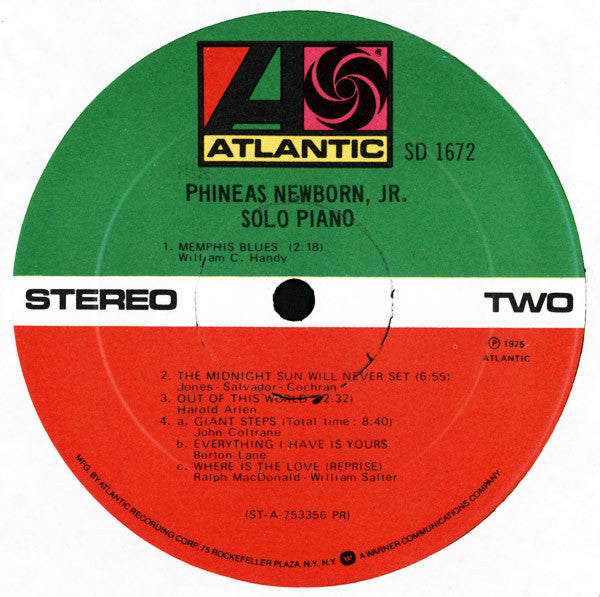 Phineas Newborn Jr. : Solo Piano (LP, Album, PR )