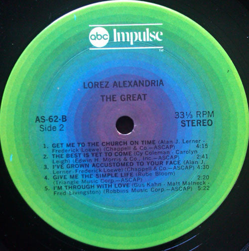 Lorez Alexandria : Alexandria The Great (LP, Album, RE)