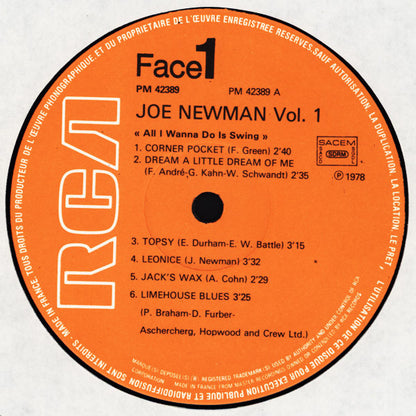 Joe Newman : Volume 1 "All I Wanna Do Is Swing" (LP, Album, RE)