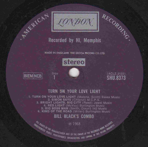 Bill Black's Combo : Turn On Your Love Light (LP, Album)