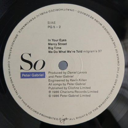 Peter Gabriel : So (LP, Album)