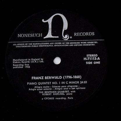Franz Berwald : Piano Quintet No. 1 In C Minor / Piano Quintet No. 2 In A Major (LP)