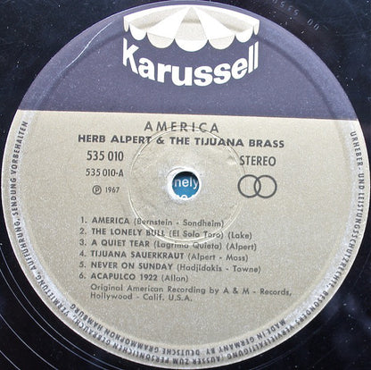 Herb Alpert & The Tijuana Brass : America (LP, Comp)