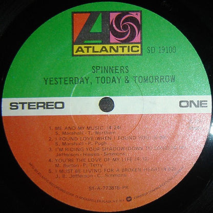 Spinners : Yesterday, Today & Tomorrow (LP, Album, PR )