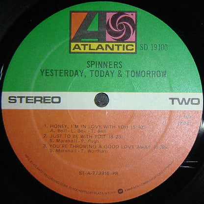 Spinners : Yesterday, Today & Tomorrow (LP, Album, PR )