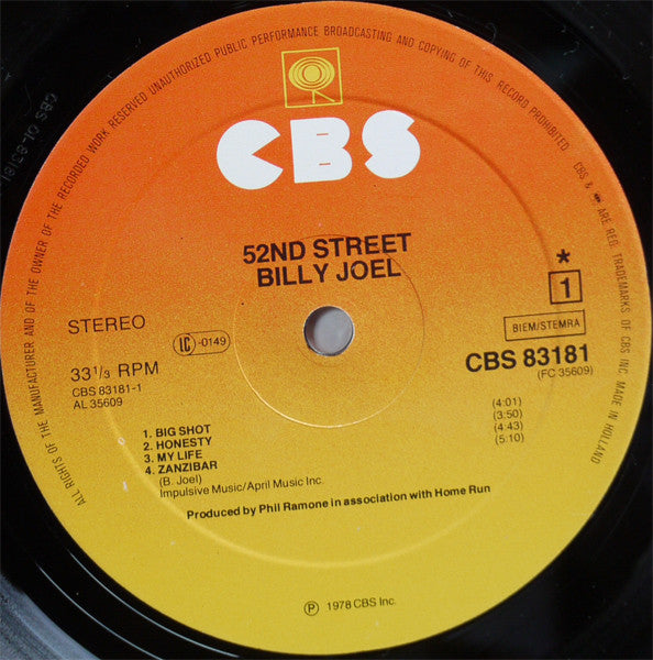 Billy Joel : 52nd Street (LP, Album)