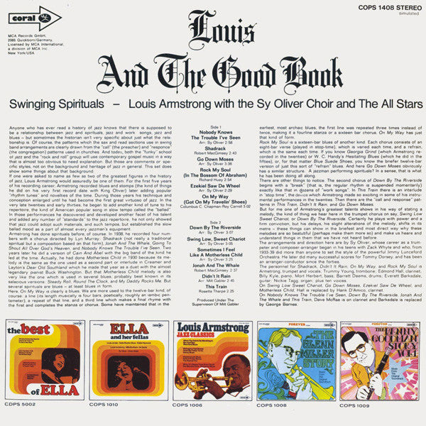 Louis Armstrong And His All-Stars With The Sy Oliver Choir : Louis And The Good Book (LP, Album, RE)