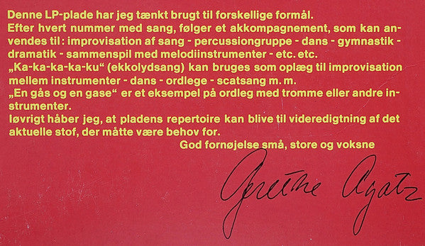 Grethe Agatz : Rytmisk Musikalsk Hilsen Til Små, Store Og Voksne (LP, Album)