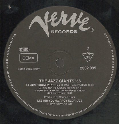 Lester Young / Roy Eldridge : The Jazz Giants '56 (LP, Album, Mono, RE, Gat)