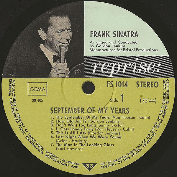 Frank Sinatra : September Of My Years (LP, Album)