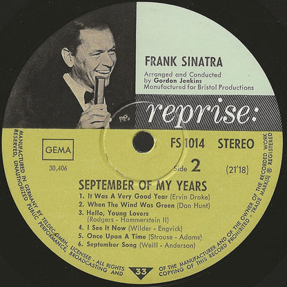 Frank Sinatra : September Of My Years (LP, Album)