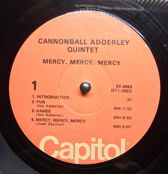 The Cannonball Adderley Quintet : Mercy, Mercy, Mercy! Live At "The Club" (LP, RE)