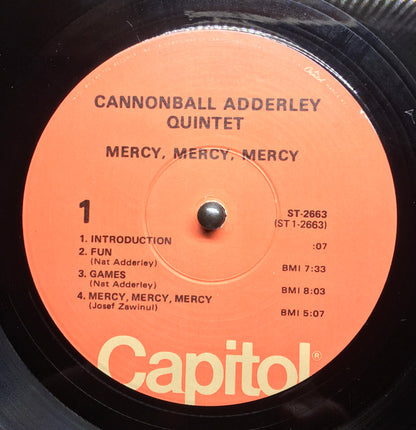 The Cannonball Adderley Quintet : Mercy, Mercy, Mercy! Live At "The Club" (LP, RE)