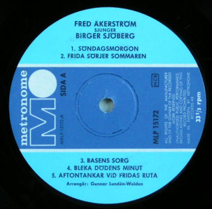 Fred Åkerström : Sjunger Birger Sjöberg (LP, Mono)