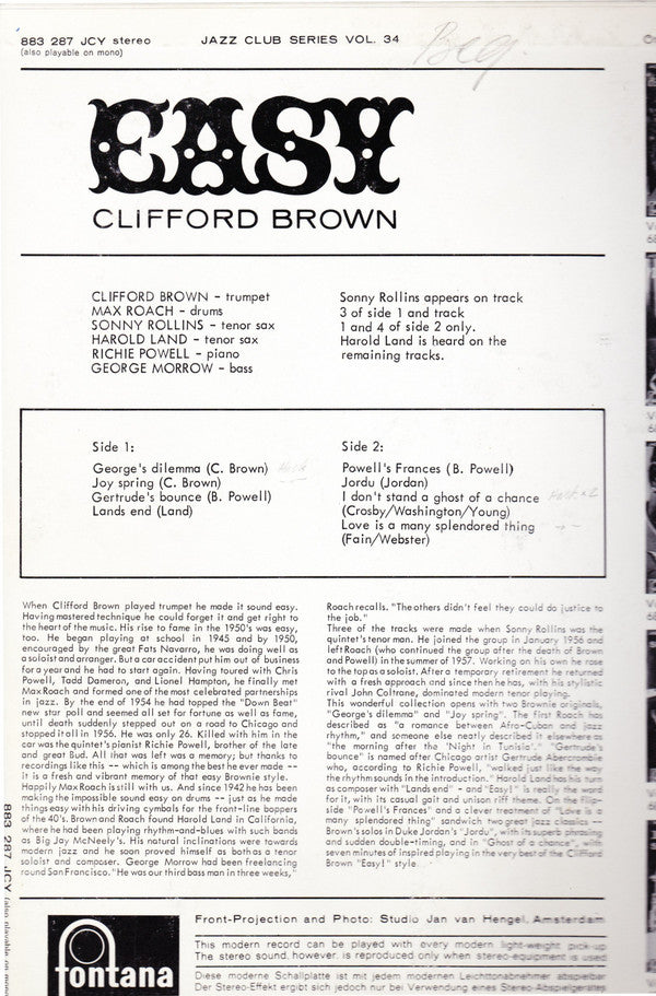 Clifford Brown : Easy (LP, Comp)