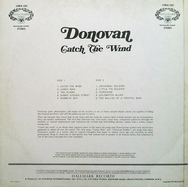 Donovan : Catch The Wind (LP, Comp, RM, Ele)