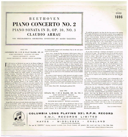 Ludwig van Beethoven - Claudio Arrau, Philharmonia Orchestra Conducted By Alceo Galliera : Beethoven Piano Concerto No.2 / Piano Sonata In D. Op. 10, No. 3. (LP, Album, Mono)