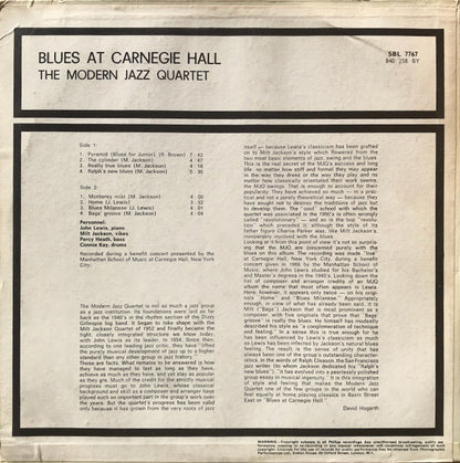 The Modern Jazz Quartet : Blues At Carnegie Hall (LP, Album)