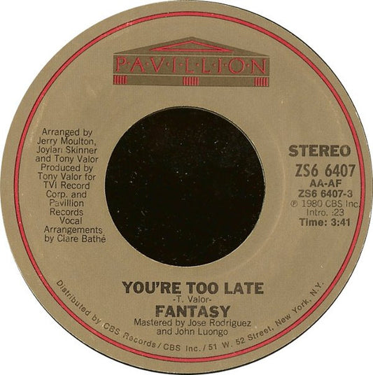 Fantasy (2) : You're Too Late (7", Styrene, Pit)