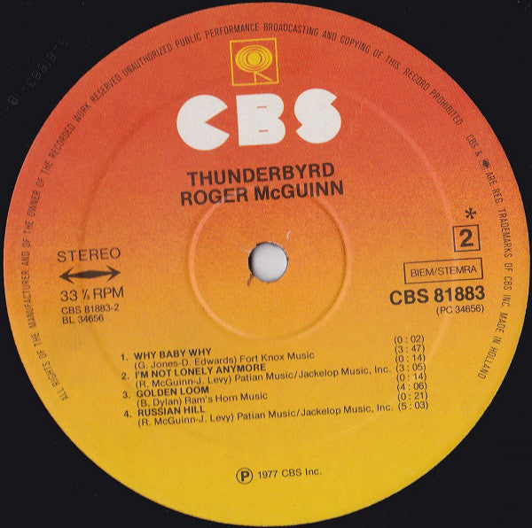 Roger McGuinn : Thunderbyrd (LP, Album)