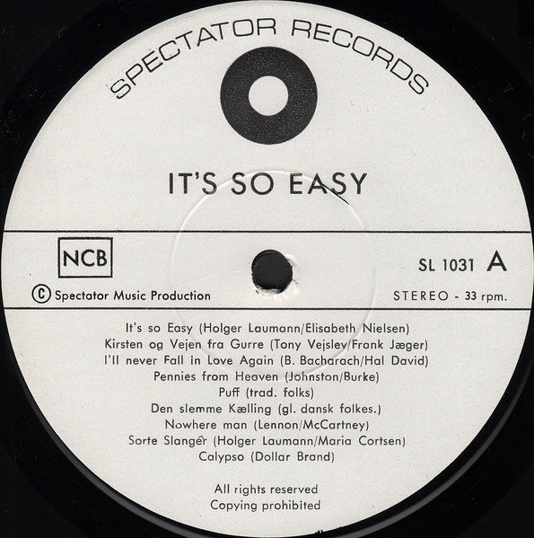 It's So Easy : It's So Easy (LP, Album)