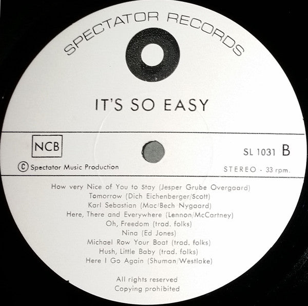 It's So Easy : It's So Easy (LP, Album)