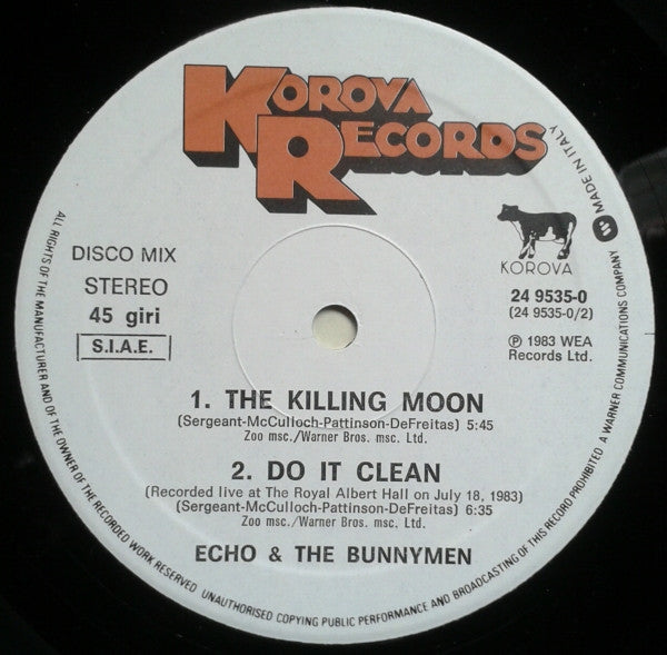 Echo & The Bunnymen : The Killing Moon (All Night Version) (12", Single)