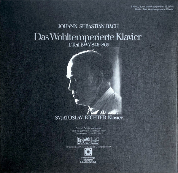 Johann Sebastian Bach, Sviatoslav Richter : Das Wohltemperierte Klavier 1. Teil BWV 846-869 (2xLP + LP, S/Sided + Box, Club)