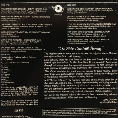 Various : To Elvis: Love Still Burning (LP, Comp, Pic, RP)