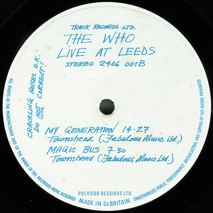 The Who : Live At Leeds (LP, Album, Bla)