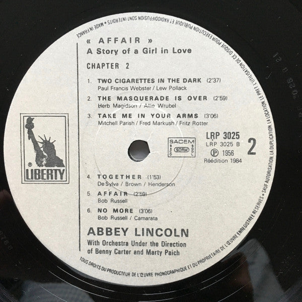 Abbey Lincoln : Abbey Lincoln's Affair... A Story Of A Girl In Love (LP, Album, Mono, RE)