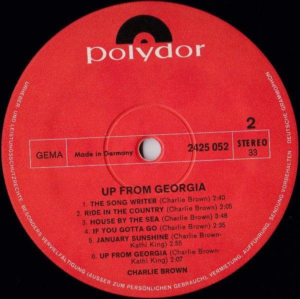 Charlie Brown (7) : Up From Georgia (LP, Album)