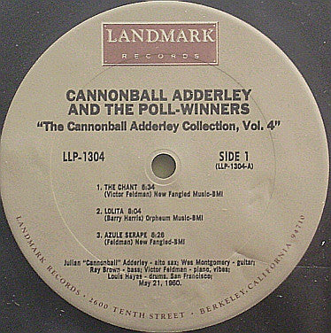 Cannonball Adderley : Cannonball Adderley And The Poll-Winners Featuring Ray Brown And Wes Montgomery (LP, Album, RE, RM)