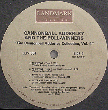 Cannonball Adderley : Cannonball Adderley And The Poll-Winners Featuring Ray Brown And Wes Montgomery (LP, Album, RE, RM)