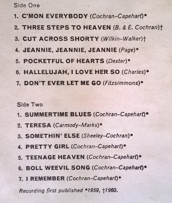 Eddie Cochran : The Eddie Cochran Memorial Album (LP, Album, Mono, RE)