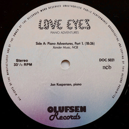 Jan Kaspersen : Love Eyes - Piano Adventures (LP, Album)