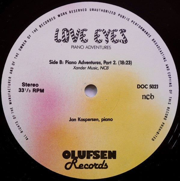 Jan Kaspersen : Love Eyes - Piano Adventures (LP, Album)