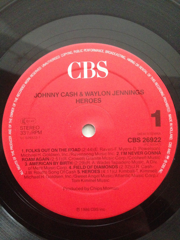 Johnny Cash & Waylon Jennings : Heroes (LP, Album)