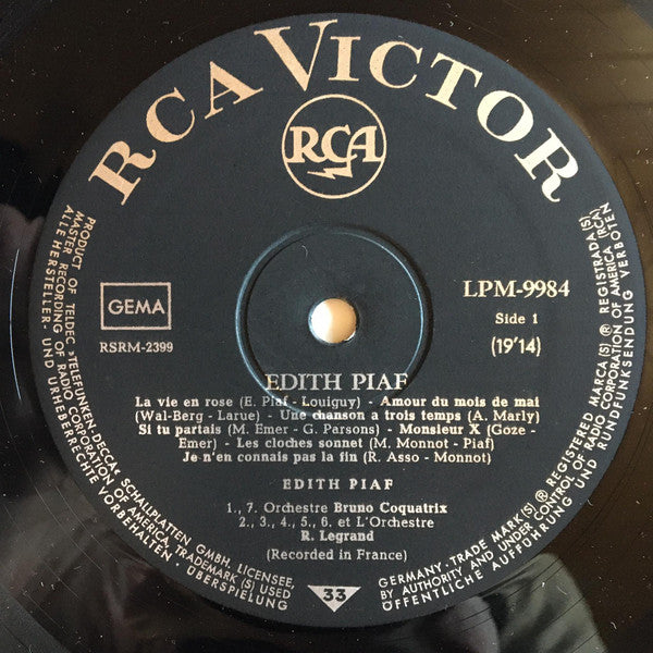Edith Piaf : Piaf In Her Great Years (LP, Comp)