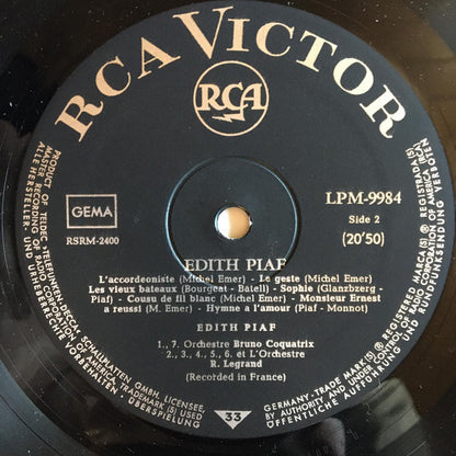 Edith Piaf : Piaf In Her Great Years (LP, Comp)