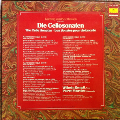 Ludwig Van Beethoven / Wilhelm Kempff, Pierre Fournier : Die Cellosonaten - The Cello Sonatas - Les Sonates Pour Violoncelle (3xLP + Box)